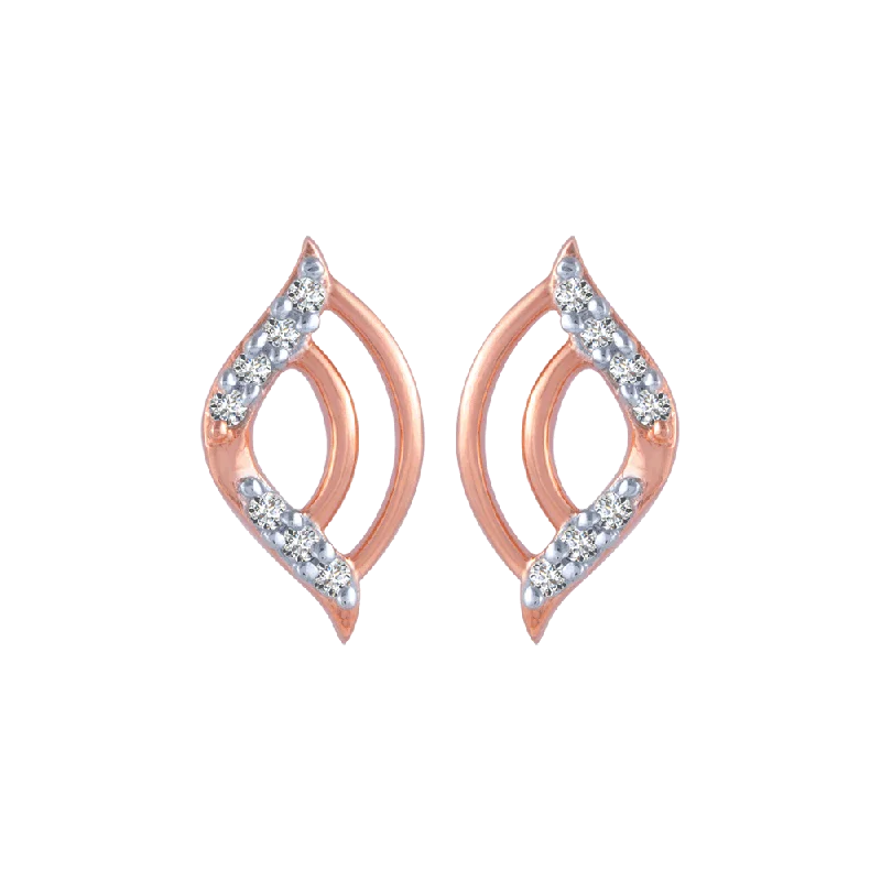 Women’s vintage diamond earrings-18KT (750) Rose Gold And Diamond Stud Earrings For Women