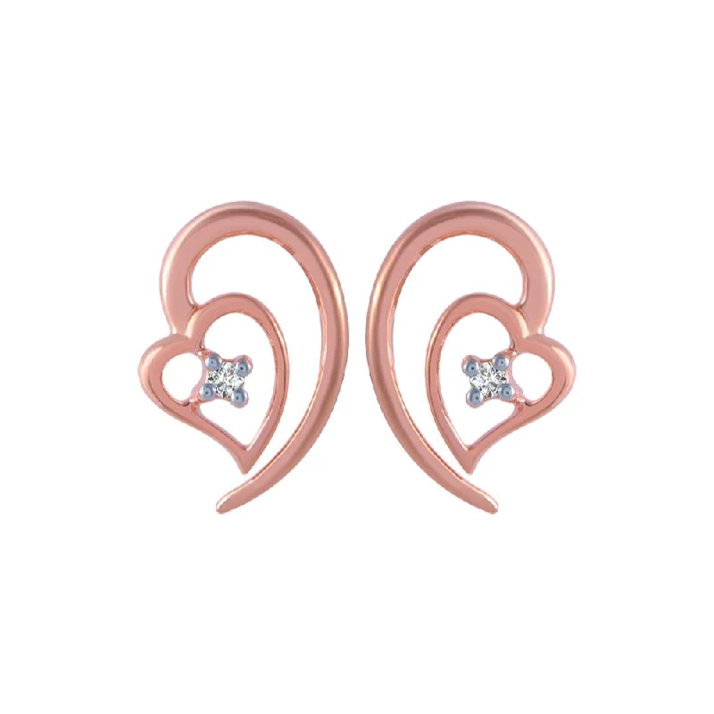 Women’s hoop and drop earrings-18k (750) Rose Gold And Diamond Stud Earrings For Women