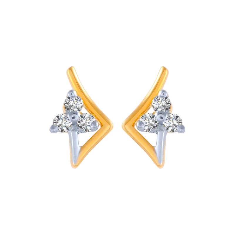 Women’s crystal stud earrings-18KT (750) Yellow Gold And Diamond Stud Earrings For Women