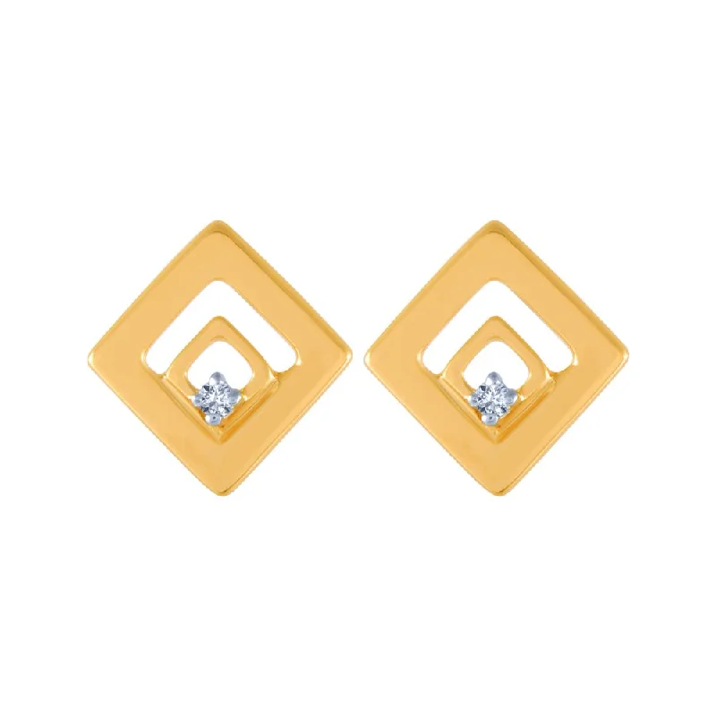 Women’s butterfly earrings-18k (750) Yellow Gold And Diamond Stud Earrings For Women