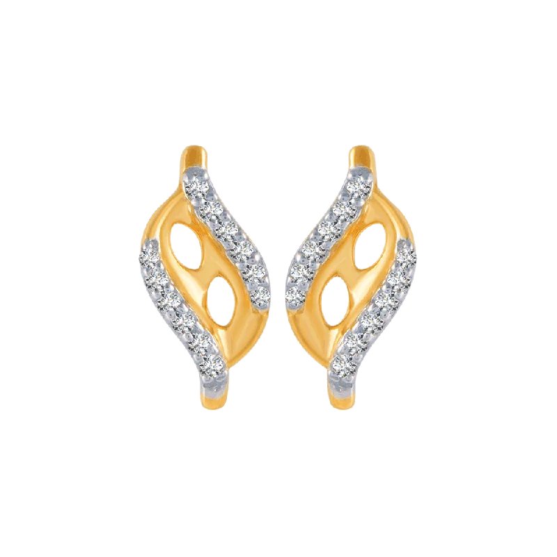 Women’s hoop and stud earrings-18KT (750) Yellow Gold And Diamond Stud Earrings For Women