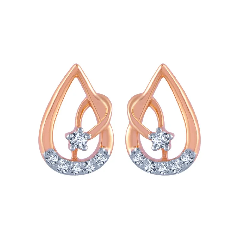 Women’s hoop earrings-18k (750) Rose Gold And Diamond Stud Earrings For Women