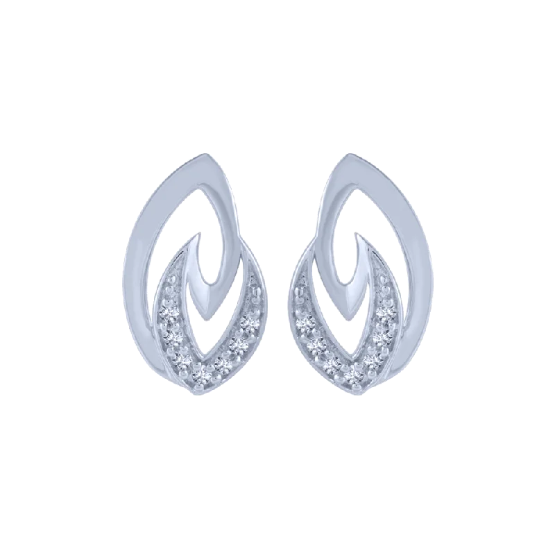 Women’s gold cuff earrings-18KT (750) White Gold And Diamond Stud Earrings For Women