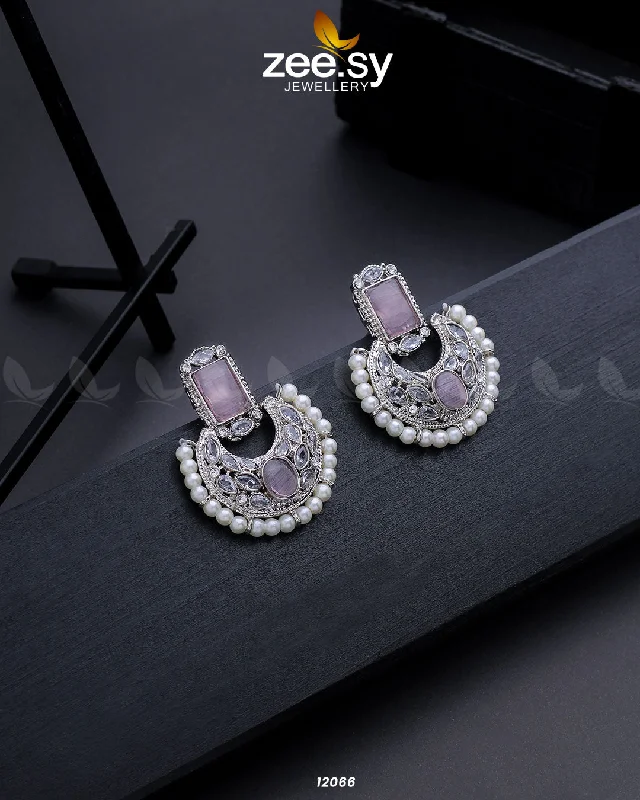 Women’s zircon earrings-SILVER CLUSTER PEARL EARRING