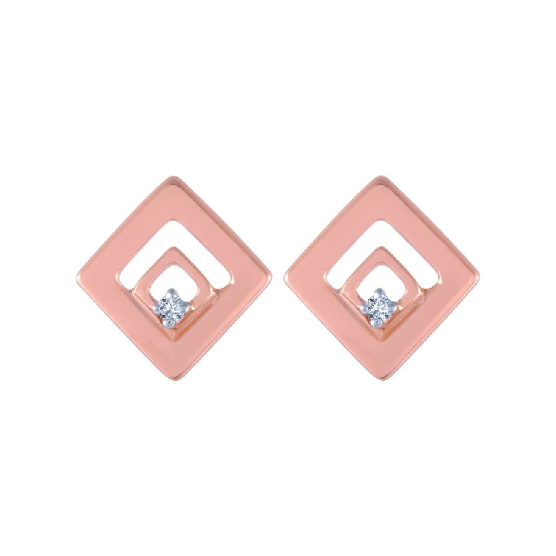 Women’s crystal stud earrings-18k (750) Rose Gold And Diamond Stud Earrings For Women