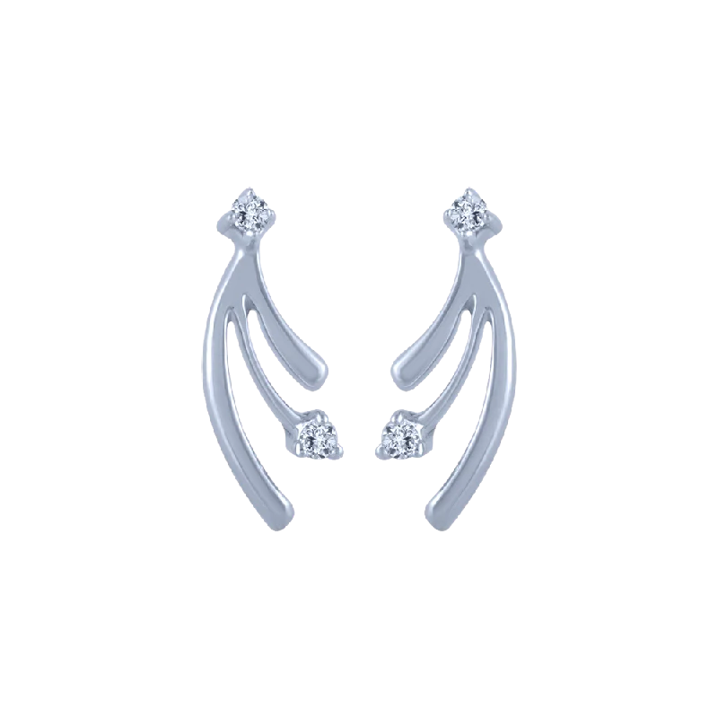 Women’s floral earrings-18k (750) White Gold And Diamond Stud Earrings For Women