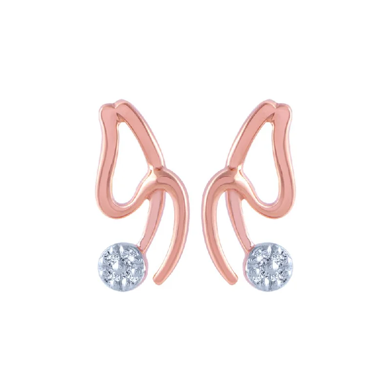 Women’s art deco earrings-18k (750) Rose Gold And Diamond Stud Earrings For Women