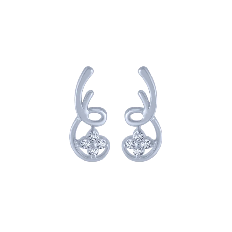 Women’s delicate earrings-18KT (750) White Gold And Diamond Stud Earrings For Women