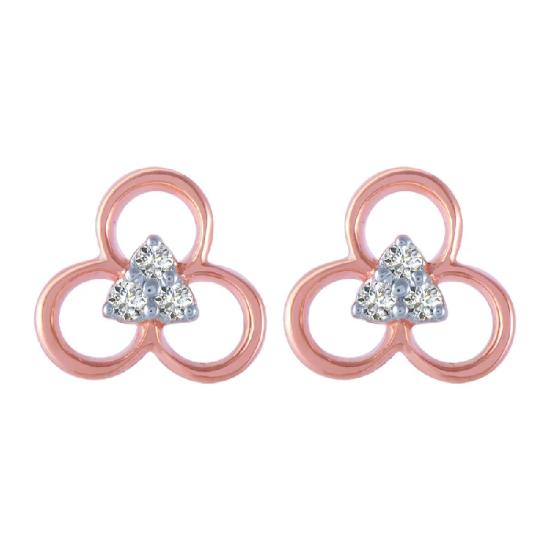 Women’s luxury earrings-18k (750) Rose Gold And Diamond Stud Earrings For Women