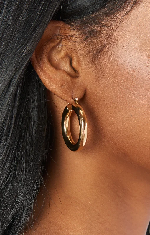 Women’s minimalist drop earrings-LUV AJ x SIVAN AYLA Havana Hoop Earrings ~ Gold