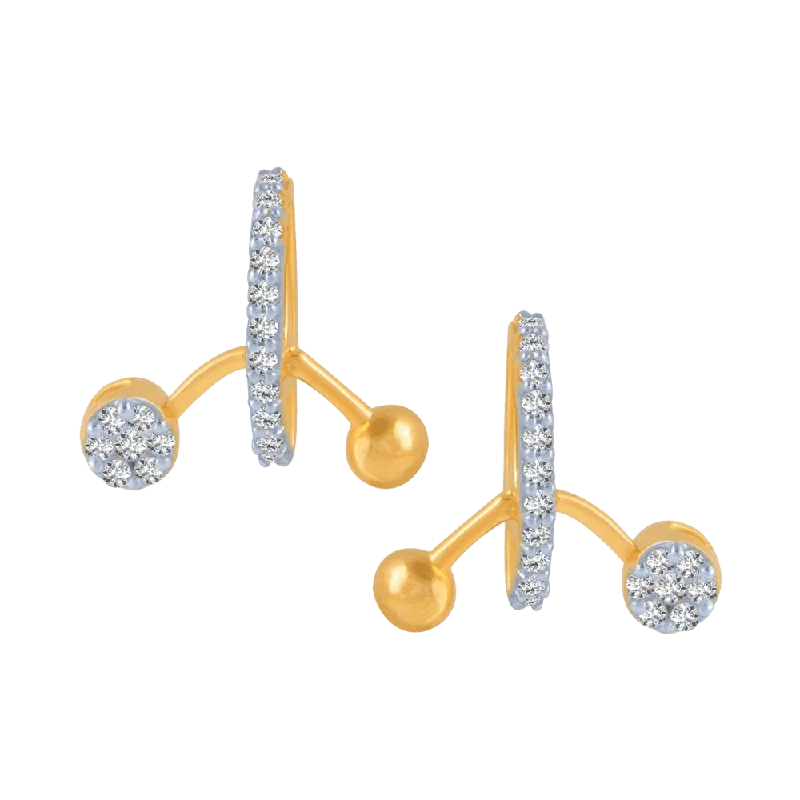 Women’s nature-inspired earrings-18KT (750) Yellow Gold And Diamond Stud Earrings For Women