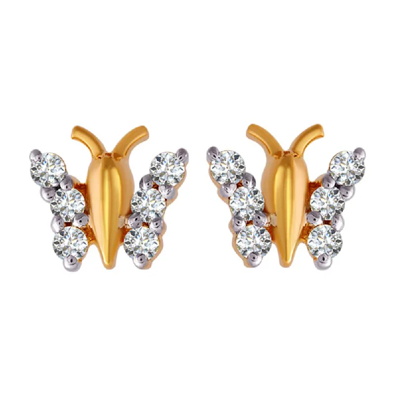 Women’s long earrings-18KT (750) Yellow Gold And Diamond Clip-on Earrings For Women