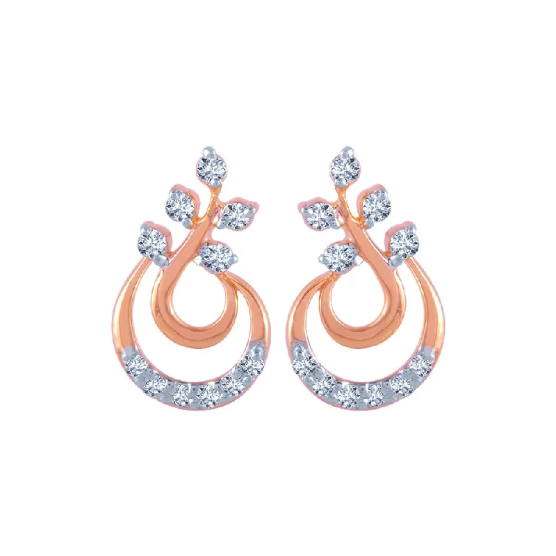 Women’s gold-plated earrings-18k (750) Rose Gold And Diamond Stud Earrings For Women