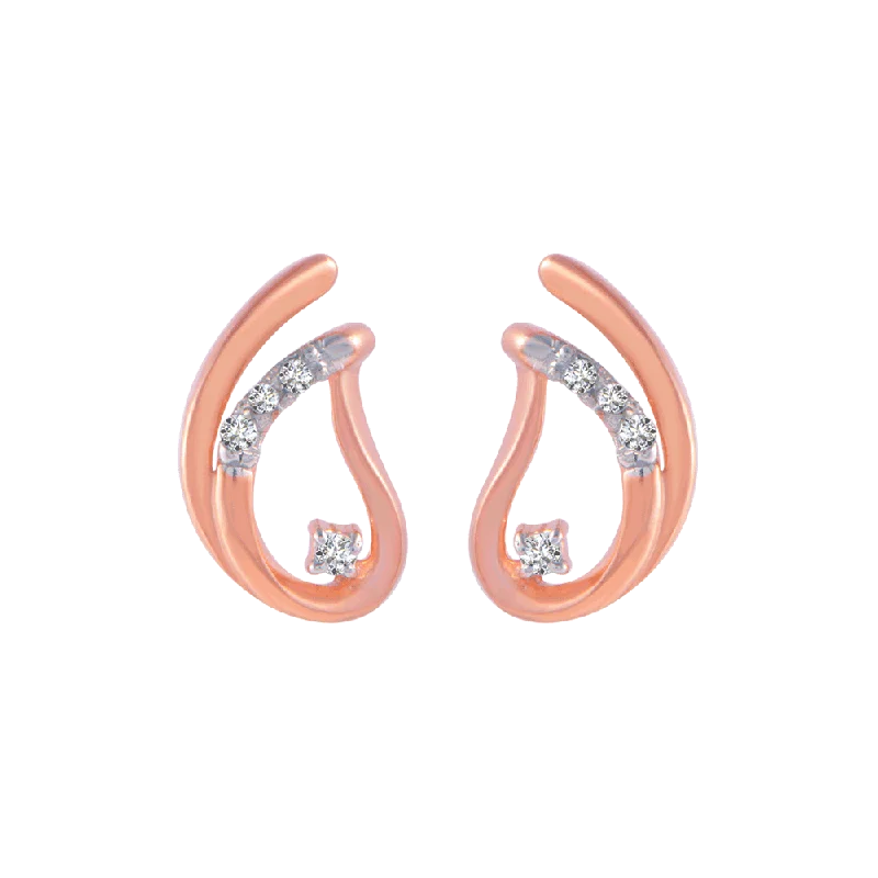 Women’s luxury drop earrings-18KT (750) Rose Gold And Diamond Stud Earrings For Women