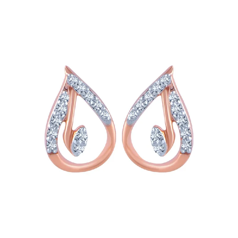 Women’s silver drop earrings-18k (750) Rose Gold And Diamond Stud Earrings For Women