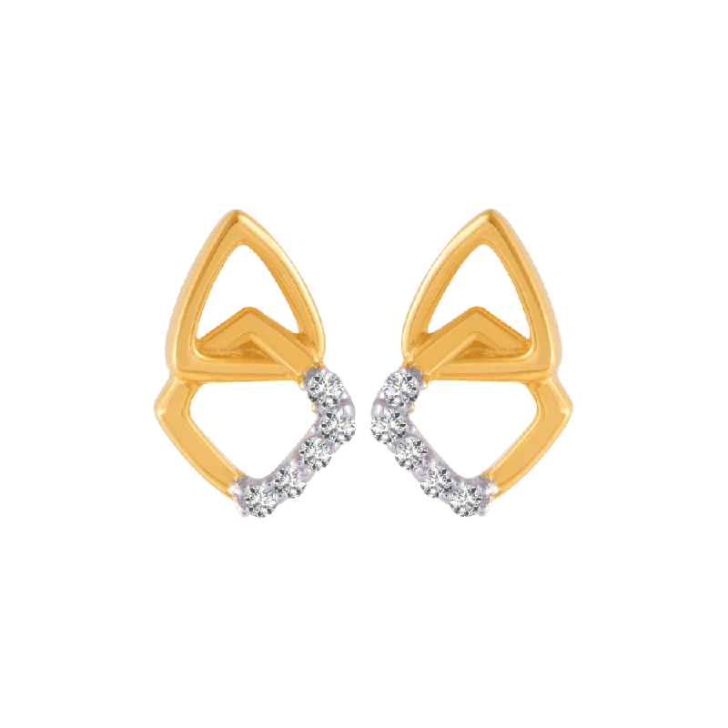 Women’s designer earrings-18KT (750) Yellow Gold And Diamond Stud Earrings For Women