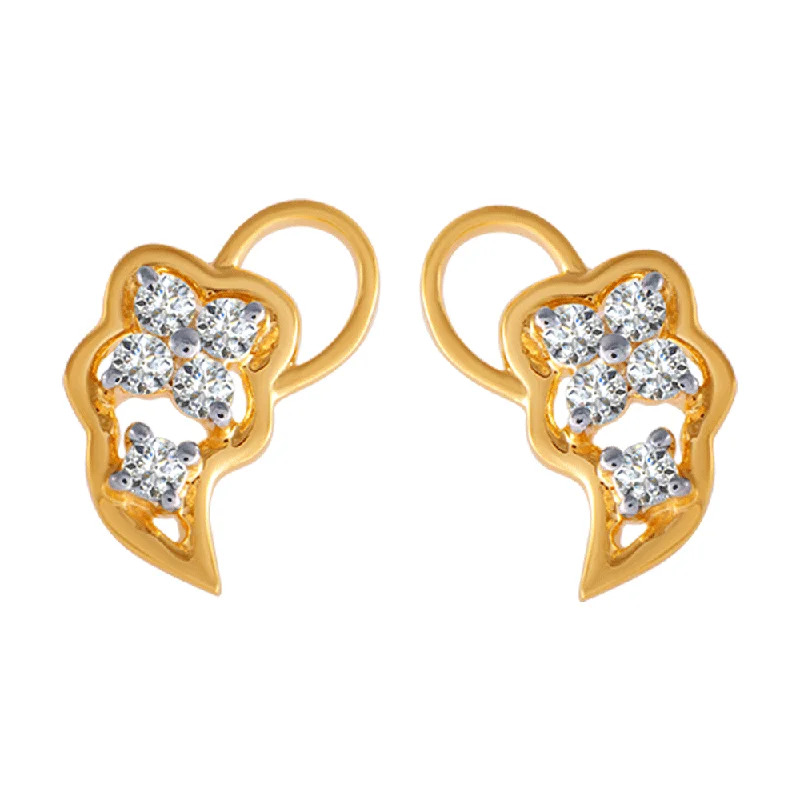 Women’s gemstone earrings-18KT (750) Yellow Gold And Diamond Clip-on Earrings For Women