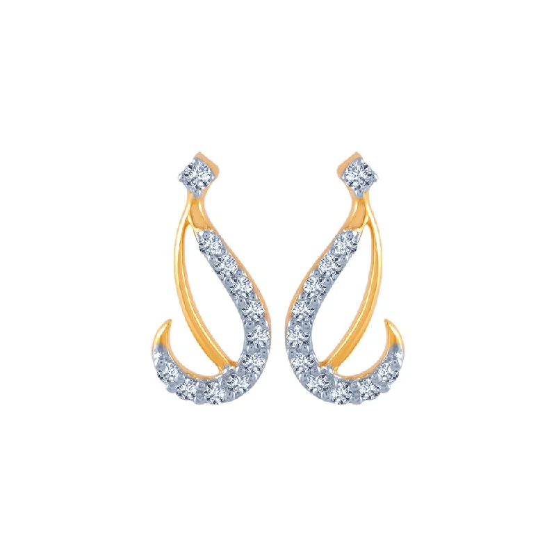 Women’s geometric drop earrings-18k (750) Yellow Gold And Diamond Stud Earrings For Women