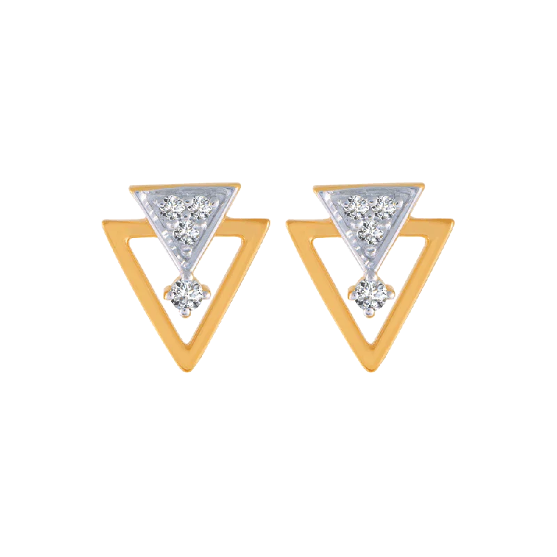 Women’s hoop and drop earrings-18KT (750) Yellow Gold And Diamond Stud Earrings For Women