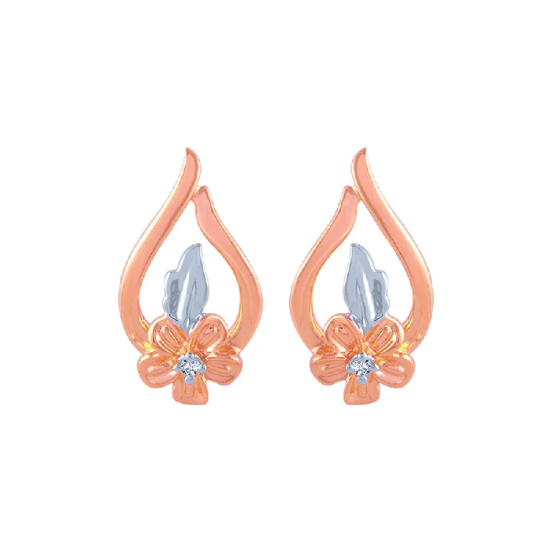 Women’s dangling pearl earrings-18k (750) Rose Gold And Diamond Stud Earrings For Women