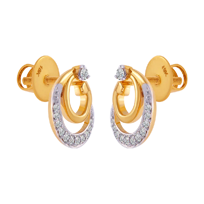 Women’s adjustable earrings-18KT (750) Yellow Gold And Diamond Clip-on Earrings For Women