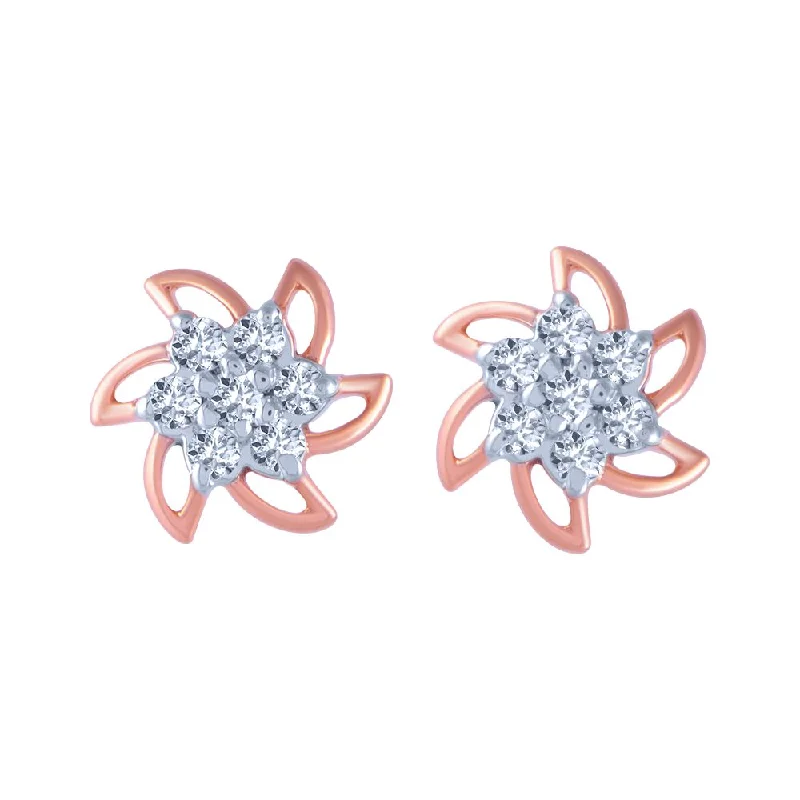 Women’s unique earrings-18k (750) Rose Gold And Diamond Stud Earrings For Women