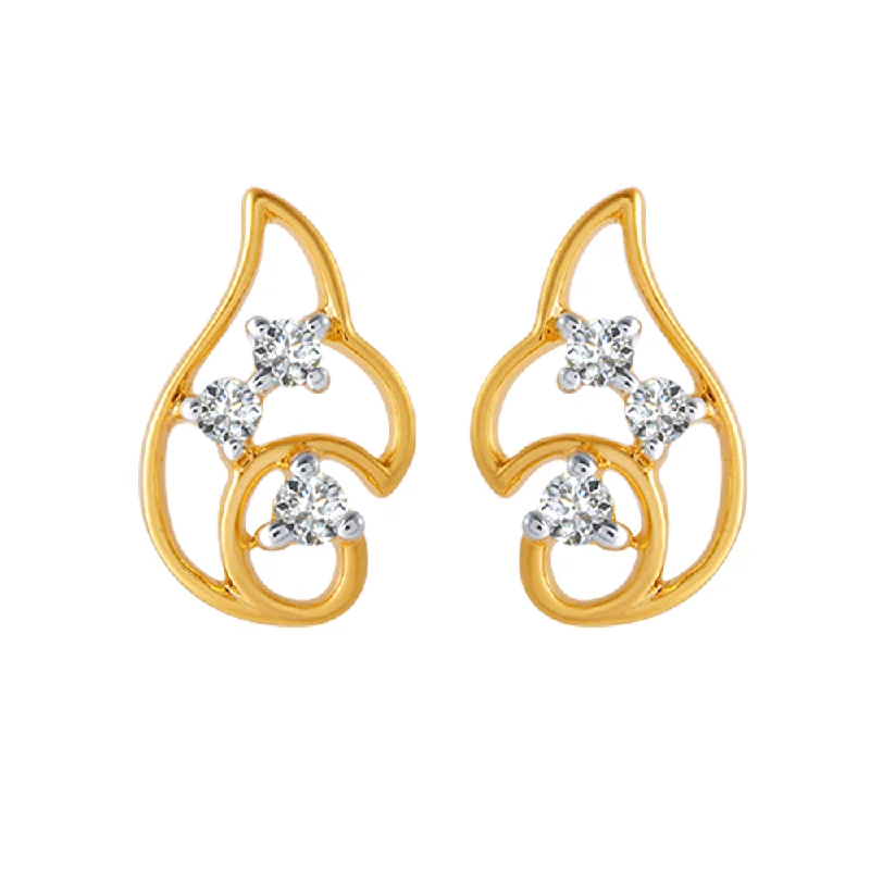 Women’s silver earrings-18KT (750) Yellow Gold And Diamond Clip-on Earrings For Women