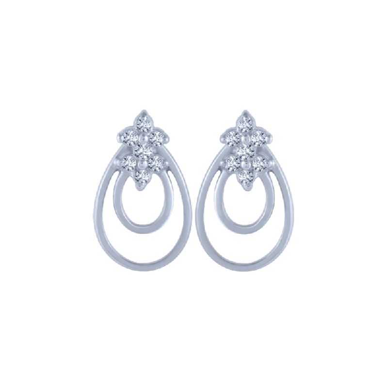 Women’s drop earrings-18KT (750) White Gold And Diamond Stud Earrings For Women