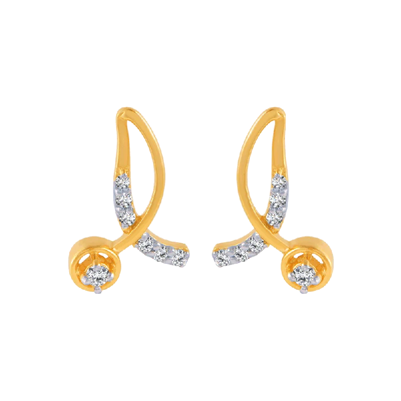 Women’s stud earrings-18KT (750) Yellow Gold And Diamond Stud Earrings For Women