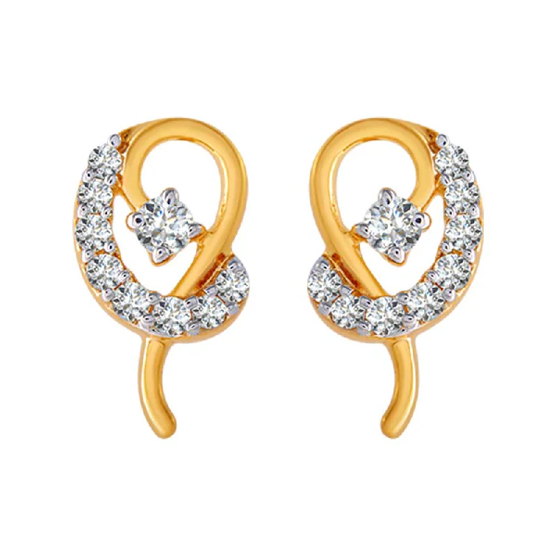 Women’s cubic zirconia earrings-18KT (750) Yellow Gold And Diamond Clip-on Earrings For Women