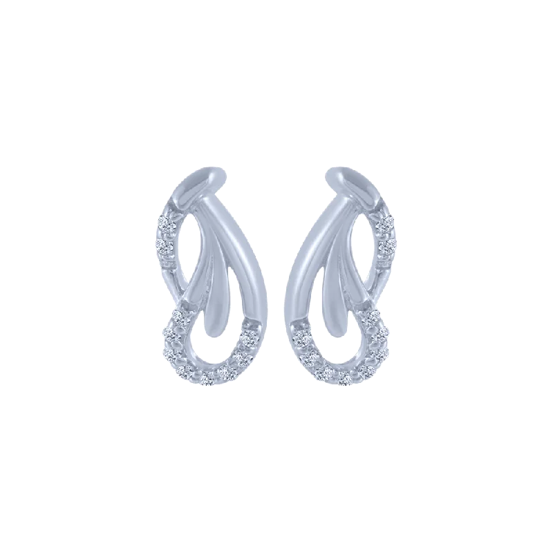 Women’s pearl stud earrings-18KT (750) White Gold And Diamond Stud Earrings For Women