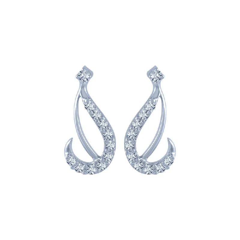 Women’s designer earrings-18k (750) White Gold And Diamond Stud Earrings For Women