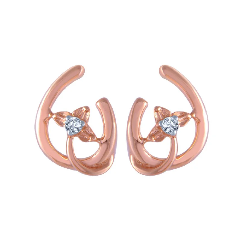 Women’s triangle earrings-18k (750) Rose Gold And Diamond Stud Earrings For Women