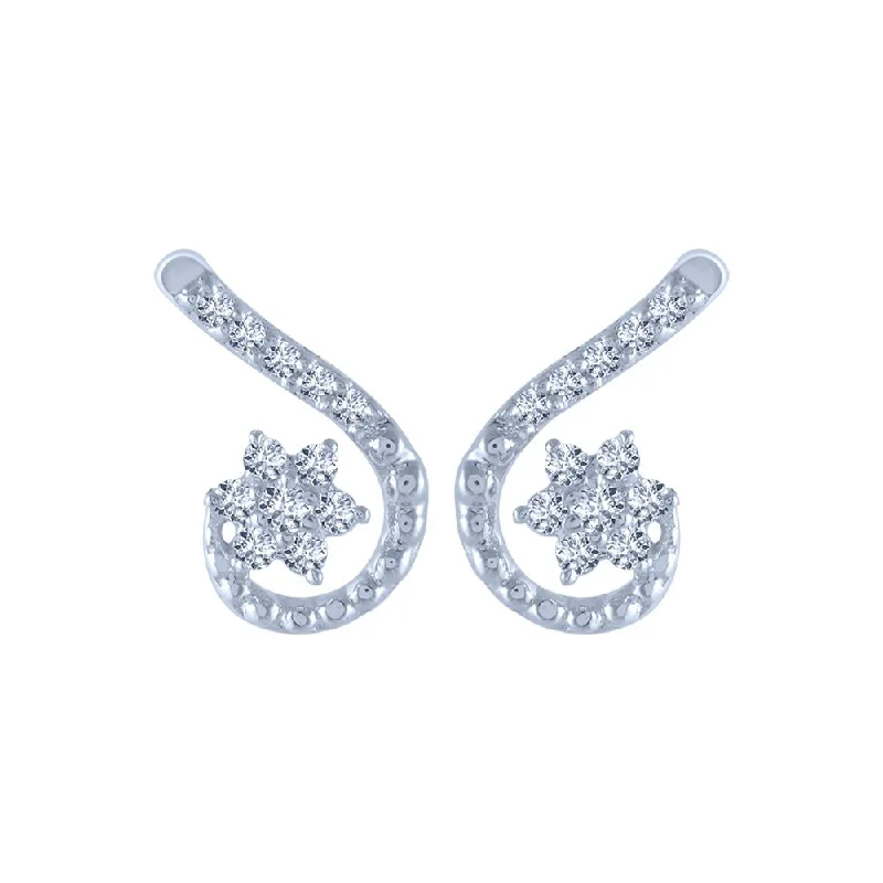 Women’s zircon earrings-18k (750) White Gold And Diamond Stud Earrings For Women