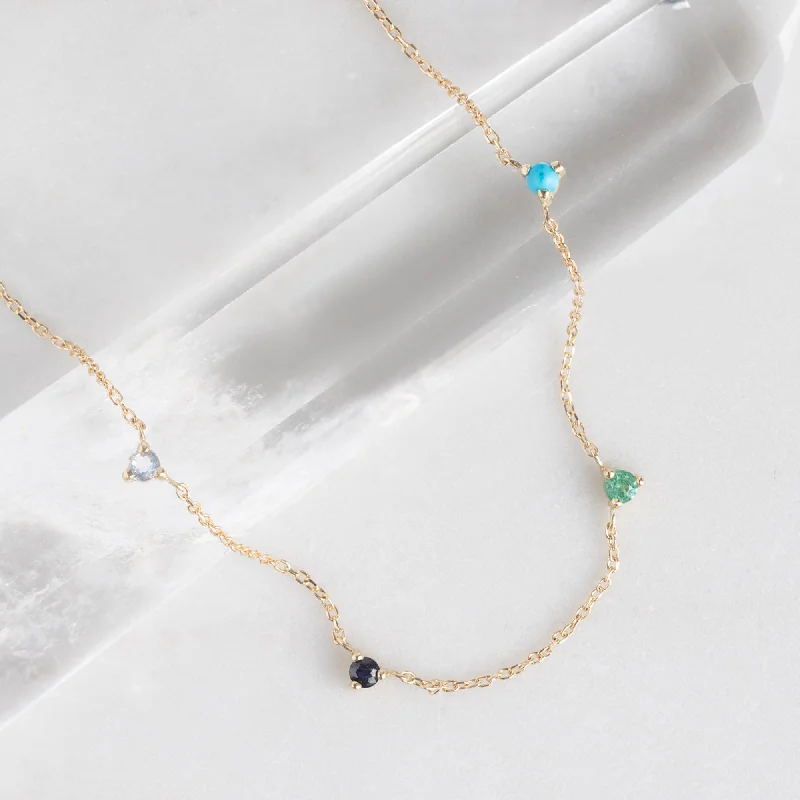 Women’s textured necklaces-The Custom Multi-Birthstone Necklace | 4 Stones