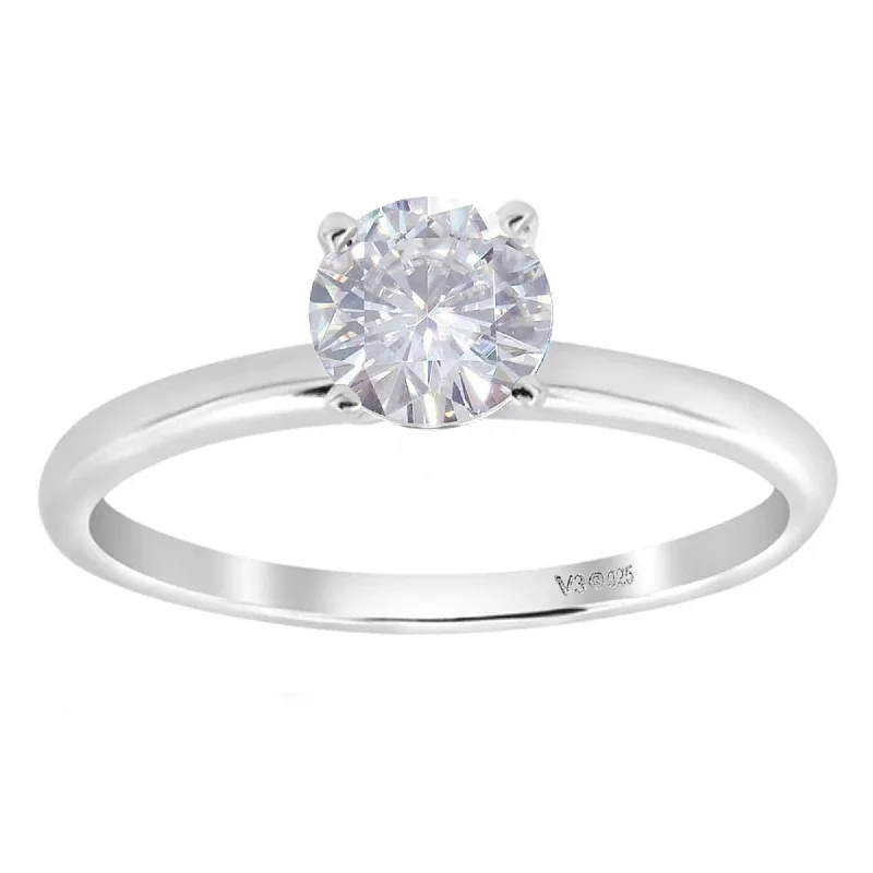 Women’s luxury diamond rings-White Gold with Moissanite Solitaire Ring