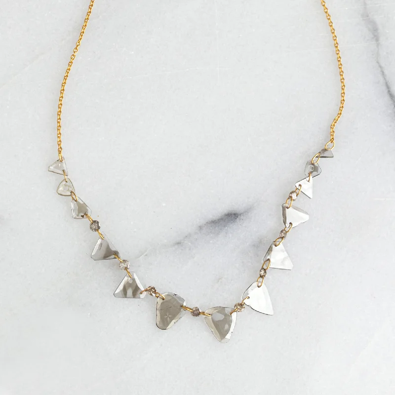 Women’s statement necklaces-Custom 1.6ct Salt and Pepper Diamond Slice Pennant Necklace | 18K Yellow Gold