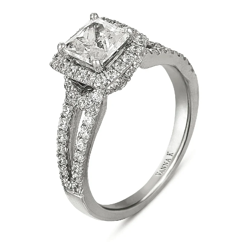 Women’s princess cut engagement rings-18K White Gold Diamond Engagement Ring