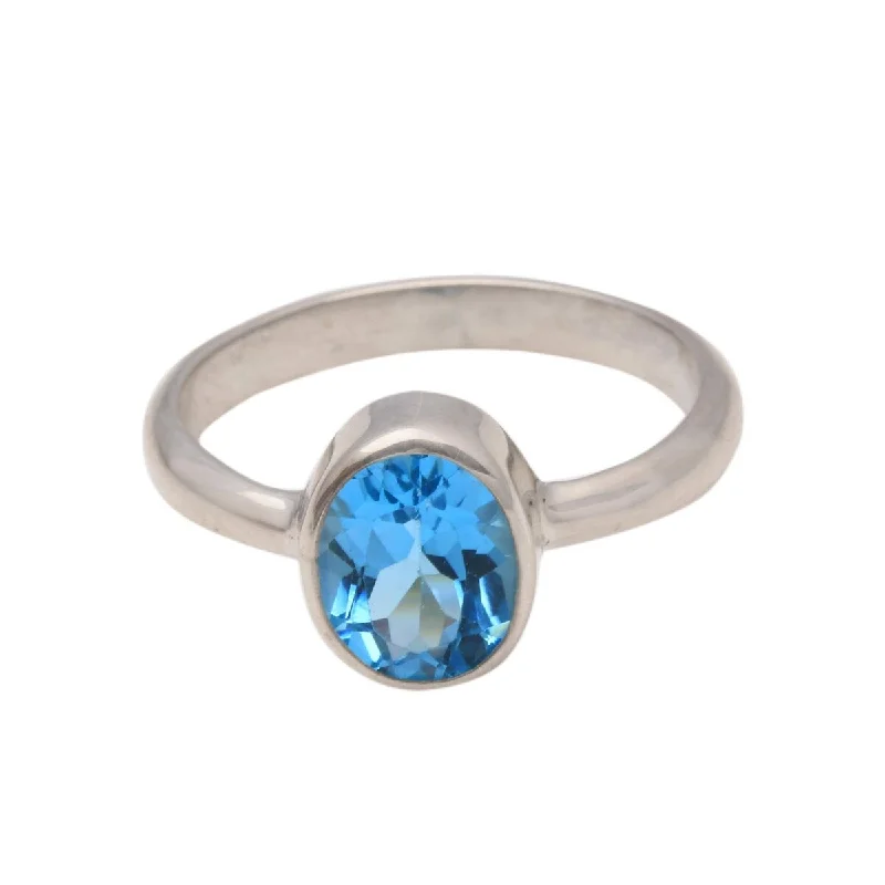 Women’s luxury wedding rings-NOVICA True Emotion, Blue topaz single-stone ring