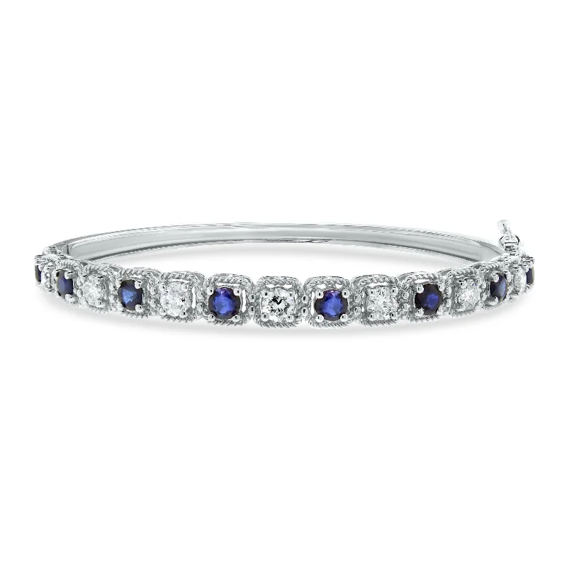 Women’s delicate bracelets-Beauvince Ice Sapphire & Diamond Bangle in White Gold