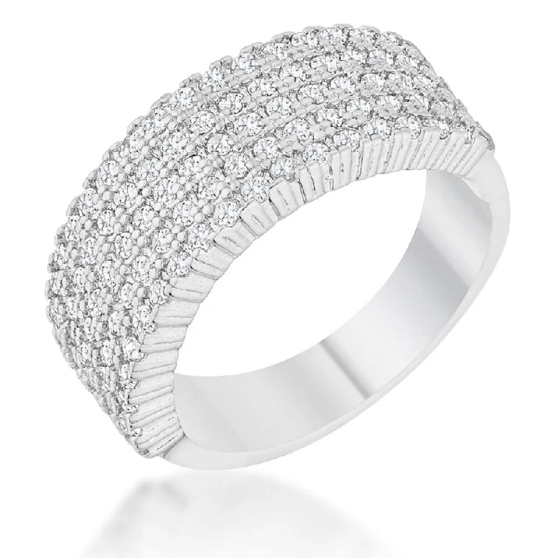 Women’s vintage rings-Gwen 1ct CZ Rhodium Wide Ring