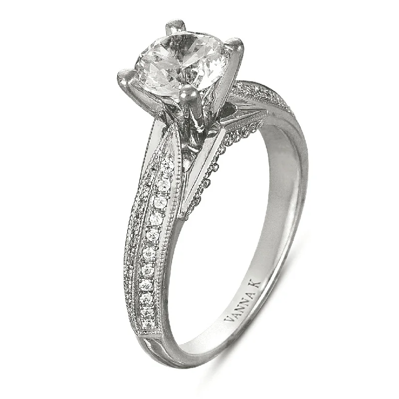 Women’s personalized engagement rings-18K White Gold Diamond Engagement Ring