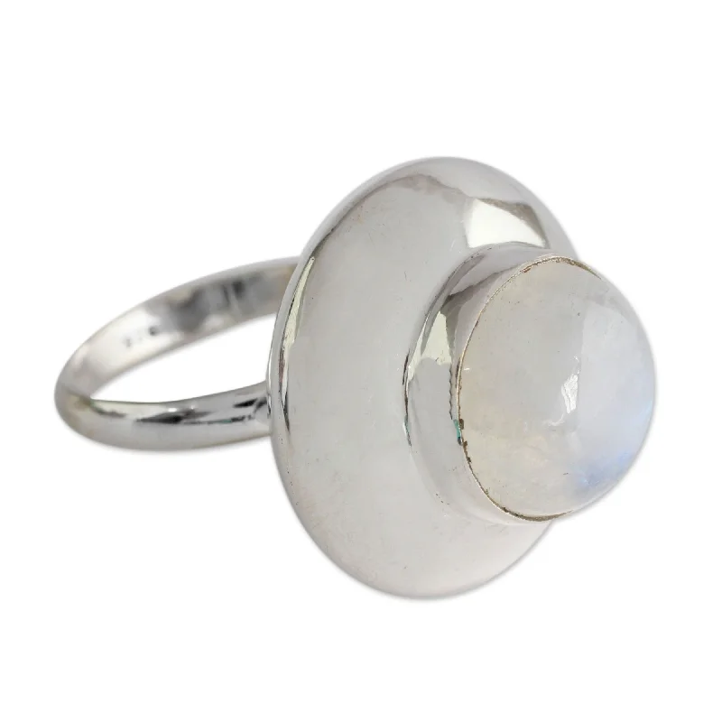 Women’s textured rings-Novica Handmade In Moonlight Rainbow Moonstone Cocktail Ring