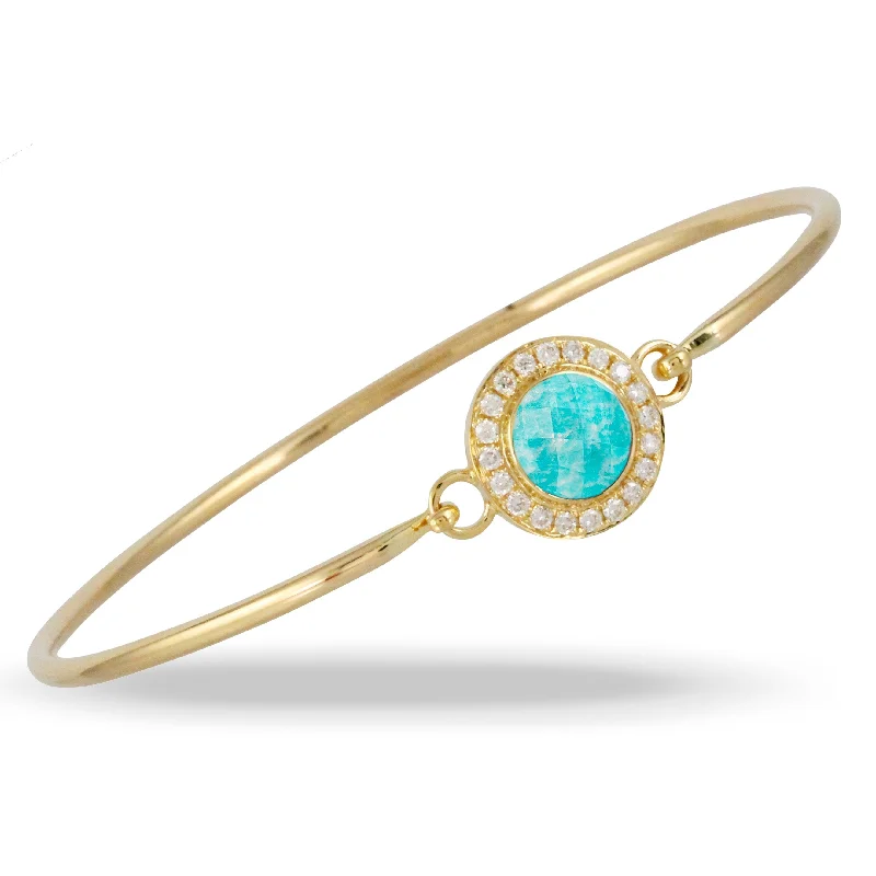 Women’s gemstone bangles-Doves Amazon Breeze Collection 18K Yellow Gold Diamond Bangle