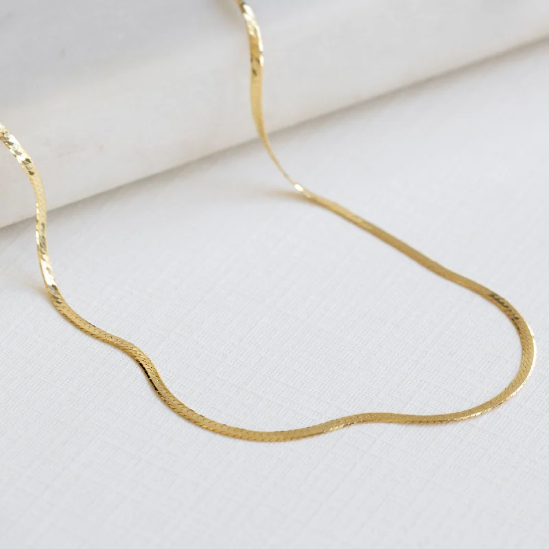 Women’s chain necklaces-The Herringbone Chain Necklace | 14K Yellow Gold