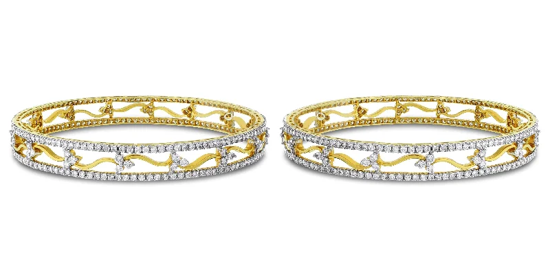 Women’s gemstone bangles-Beauvince Sheena Diamond Bangles (10.59 ct Diamonds) in Gold