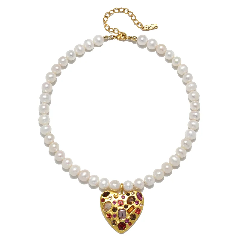 Women’s delicate necklaces-Mosaic Gem Heart Necklace