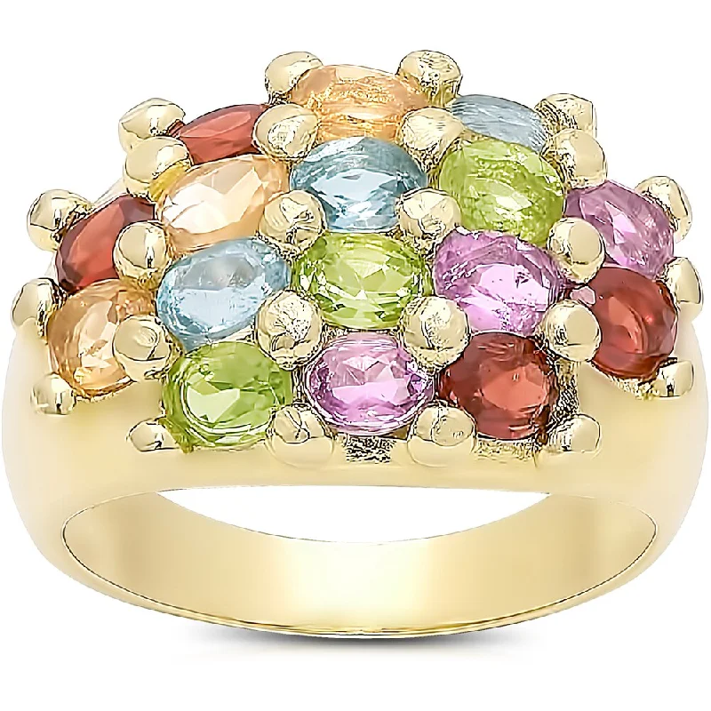 Women’s adjustable rings-Dolce Giavonna Gold Over Sterling Silver Multi Gemstone Ring