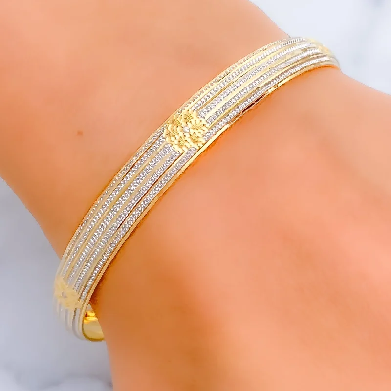 Women’s zodiac bracelets-Custom-Stylish Subtle 22k Gold Flower Bangle - payment 2