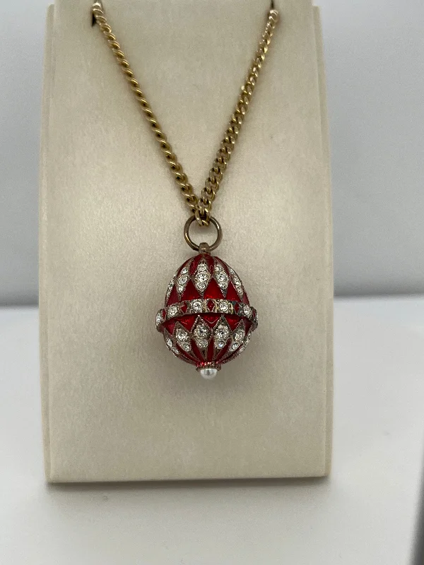 Women’s choker gold necklaces-Red Crystal Egg Pendant